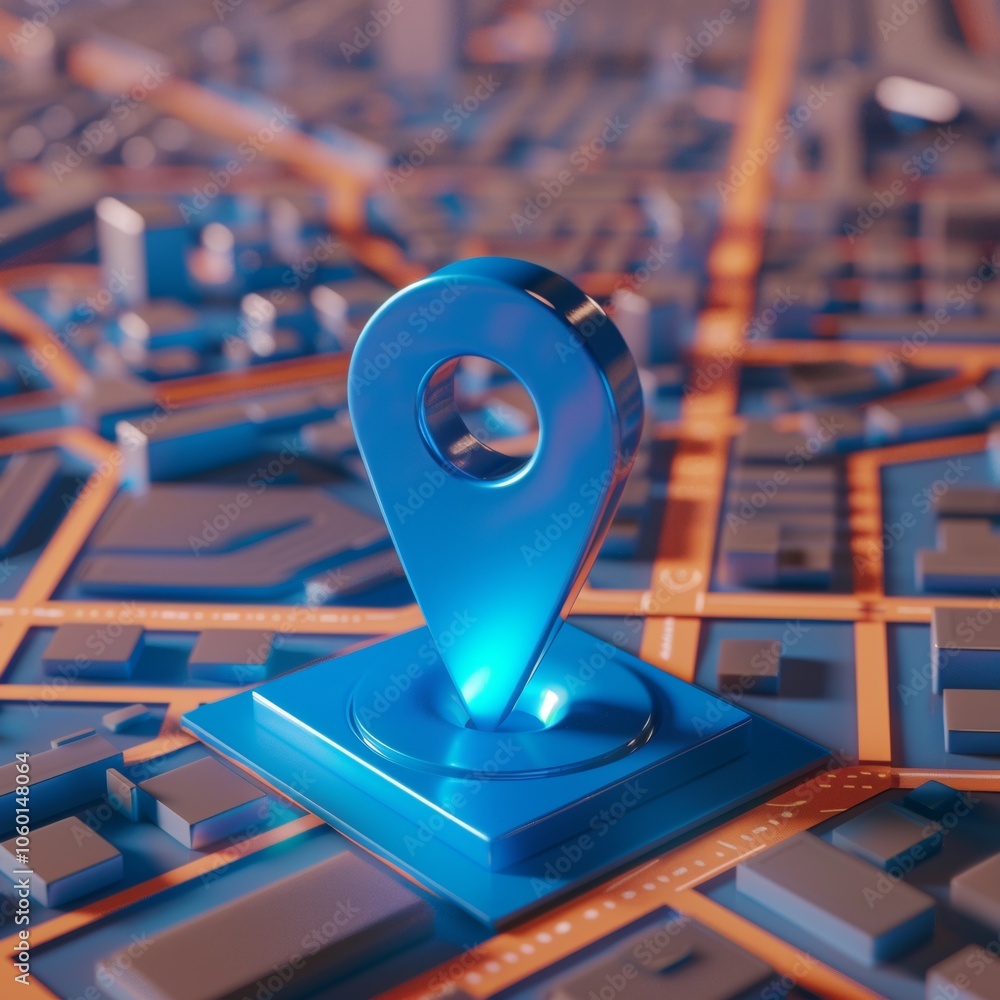 Poster road map of blue location pin icon symbol or gps travel route navigation marker and transportation p