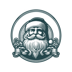 Santa Claus vintage logo. Happy Christmas 