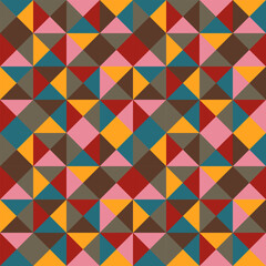 Fototapeta premium Abstract background geometry minimalistic design in vintage hippie style. Vector seamless pattern with 70s colors. ready to use for textile, cloth, wrap and other.