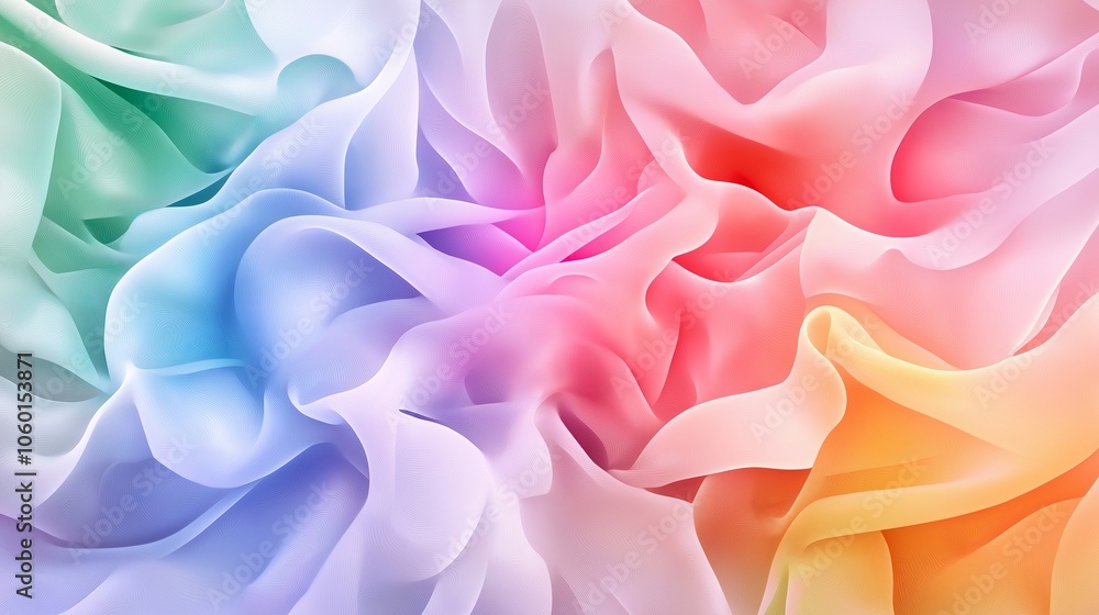 Poster a soft fluid art design with blended pastel colors in abstract, flowing shapes