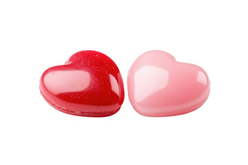 Obraz premium Delightful heart-shaped jelly beans in vibrant pink and red colors perfect for sweet celebrations