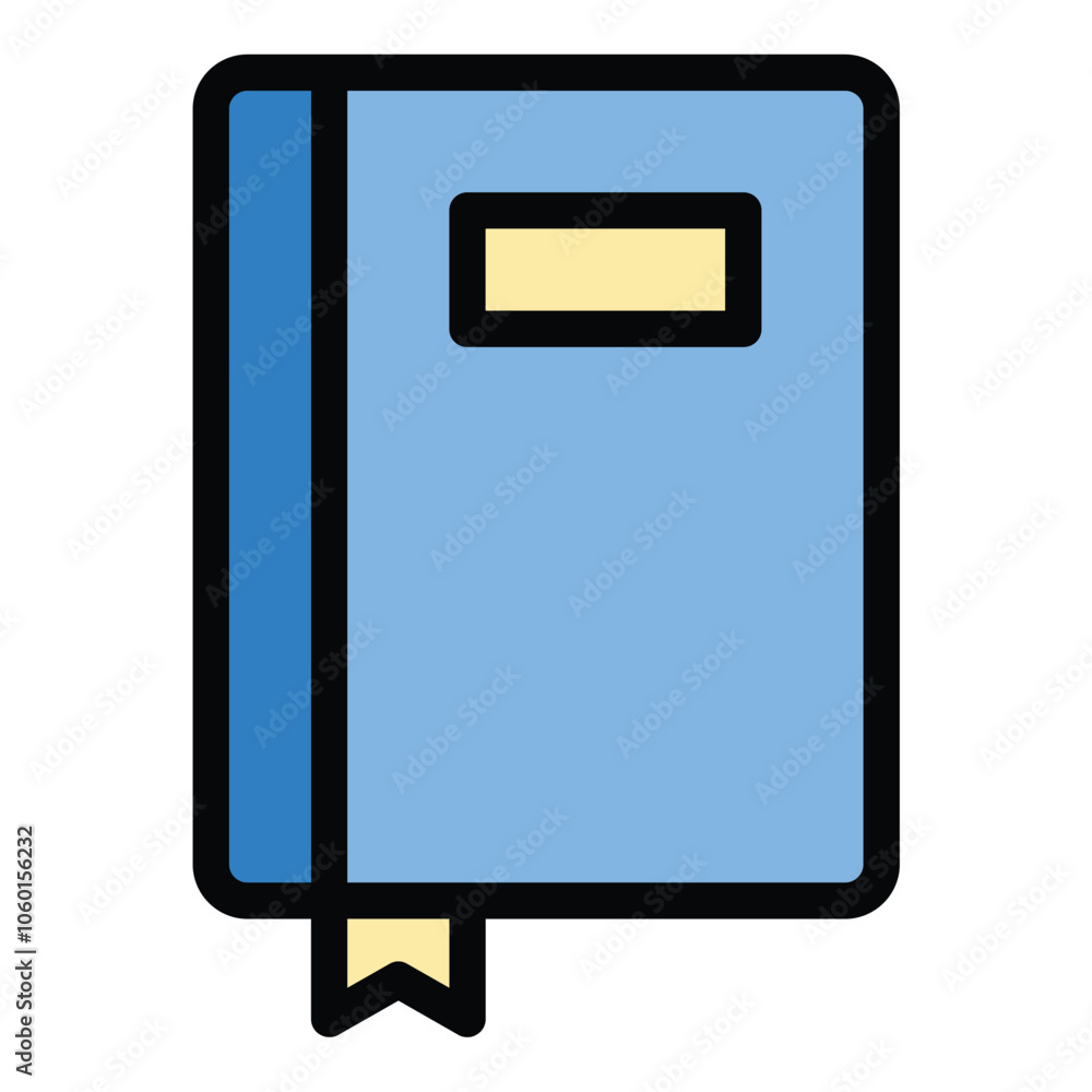 Poster dictionary icon knowledge resource in flat line color style