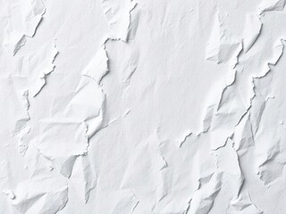 Obraz premium Close-up shot of crumpled, wrinkled and torn white papers with visible fibers and texture, rough, vintage
