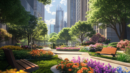 Obraz premium flower garden in the garden of city