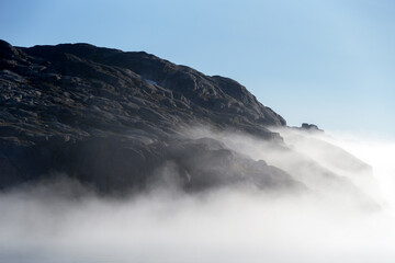 Nebel im Prince Christian Sound in Greenland