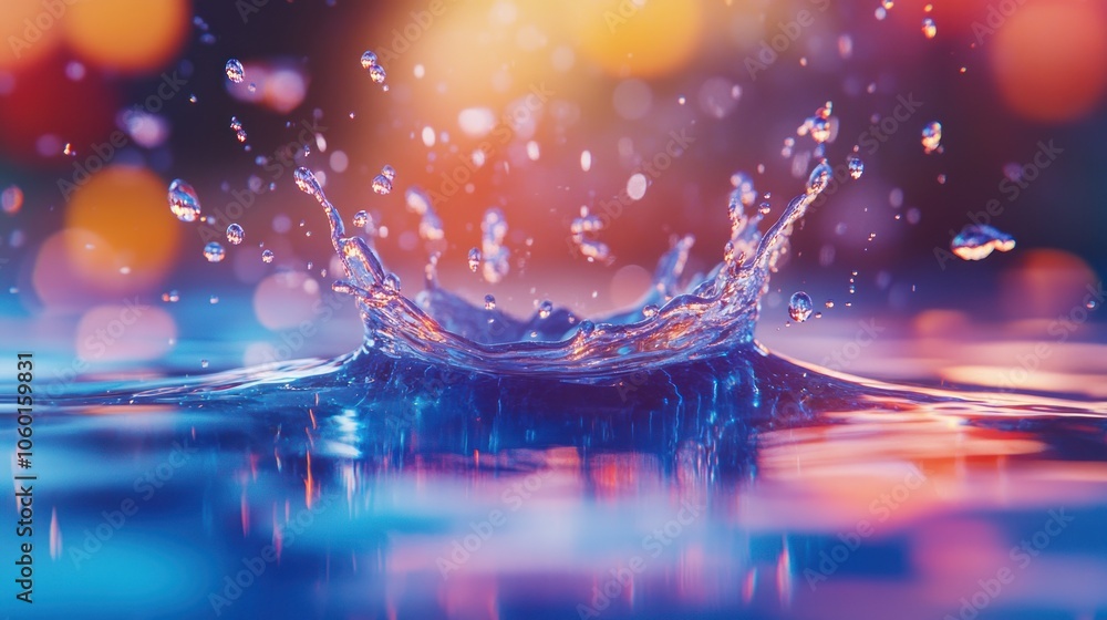Aufkleber a vibrant splash of water creates a mesmerizing visual effect with colorful bokeh.
