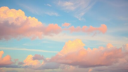 Heavenly dreamy clouds in vibrant colors floating in a fantasy sky, dreamy clouds, dreamlike, fluffy sky