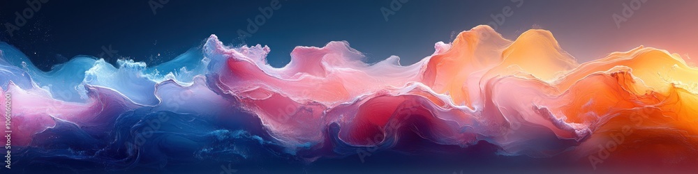 Aufkleber abstract colorful waves blending in a serene gradient.