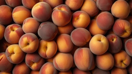Closeup of fresh Peach top view fruit background