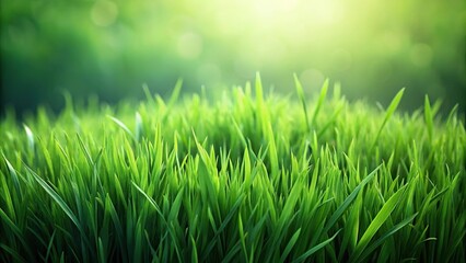 Fototapeta premium Softly sloping blades of emerald green grass stretch towards the sky in a gentle wave motion, soft grass, serene atmosphere, subtle texture