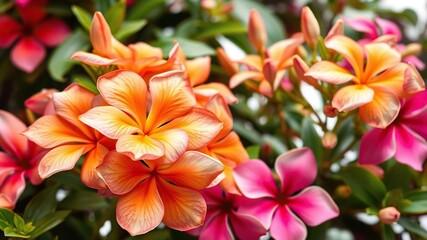 Obraz premium Vibrant orange jasmine flowers on pure white background, garden, spring, botanical