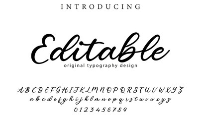 Editable Font Stylish brush painted an uppercase vector letters, alphabet, typeface