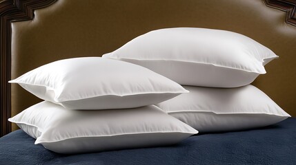 The elegant arrangement of pristine white pillows in this image epitomizes the concept of a peaceful and stylish bedroom setting