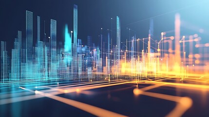 A stunning image of a futuristic digital landscape, featuring intricate glowing lines and vibrant hues that symbolize cutting edge technology and innovation.