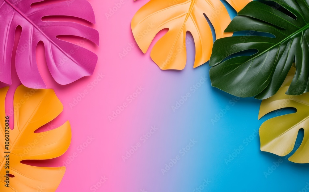 Poster colorful background with a bunch of leaves in different colors. leaves are arranged in a way that th