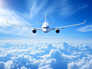 Obraz premium Airplane flying over the blue sky