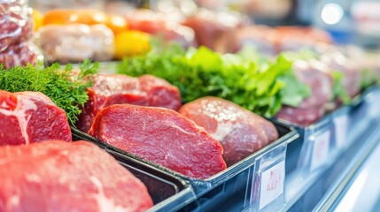 Fresh Meats Display in Bright Butcher Section