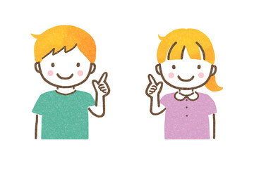 人差し指を立てている子ども