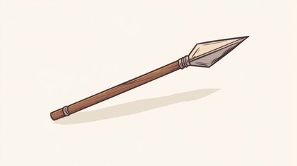A cartoon illustration of a wooden spear with a pointed metal tip.