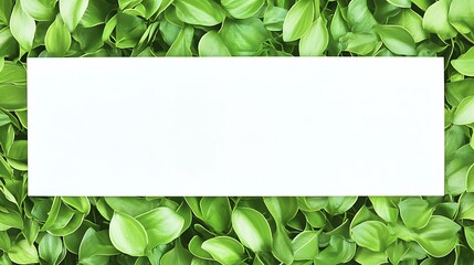 Showcase your eco friendly message with this beautiful blank card placed against a background of fresh greenery, symbolizing growth, renewal, and sustainability
