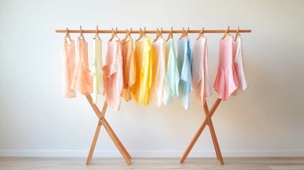 Colorful Hanging Shirts on a Rack