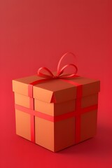 Fototapeta premium ia generated. red gift box with ribbon