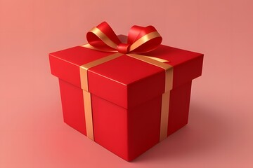 Fototapeta premium ia generated. red gift box with ribbon