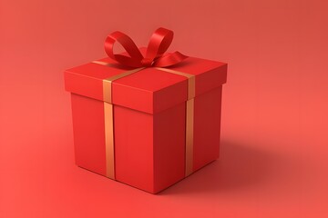 Fototapeta premium ia generated. red gift box with ribbon