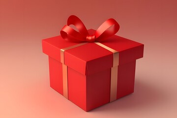 Obraz premium ia generated. red gift box with ribbon
