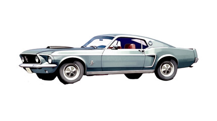 Fototapeta premium Classic blue muscle car with a sleek design and vintage appeal.