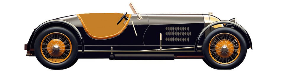 Classic vintage sports car with sleek design and elegant curves in a side profile view.