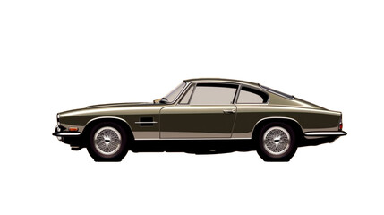 Fototapeta premium Classic green sports car with a sleek vintage design and wire-spoke wheels.