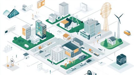 Obraz premium Smart grids utilizing IoT for efficient energy distribution