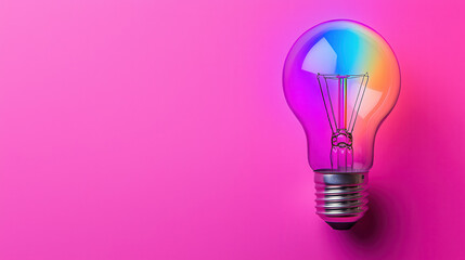 Fototapeta premium vibrant color changing smart bulb glowing against pink background