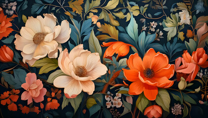 Fototapeta premium A beautiful floral flower plant wallpaper featuring colorful blossom and botanical pattern