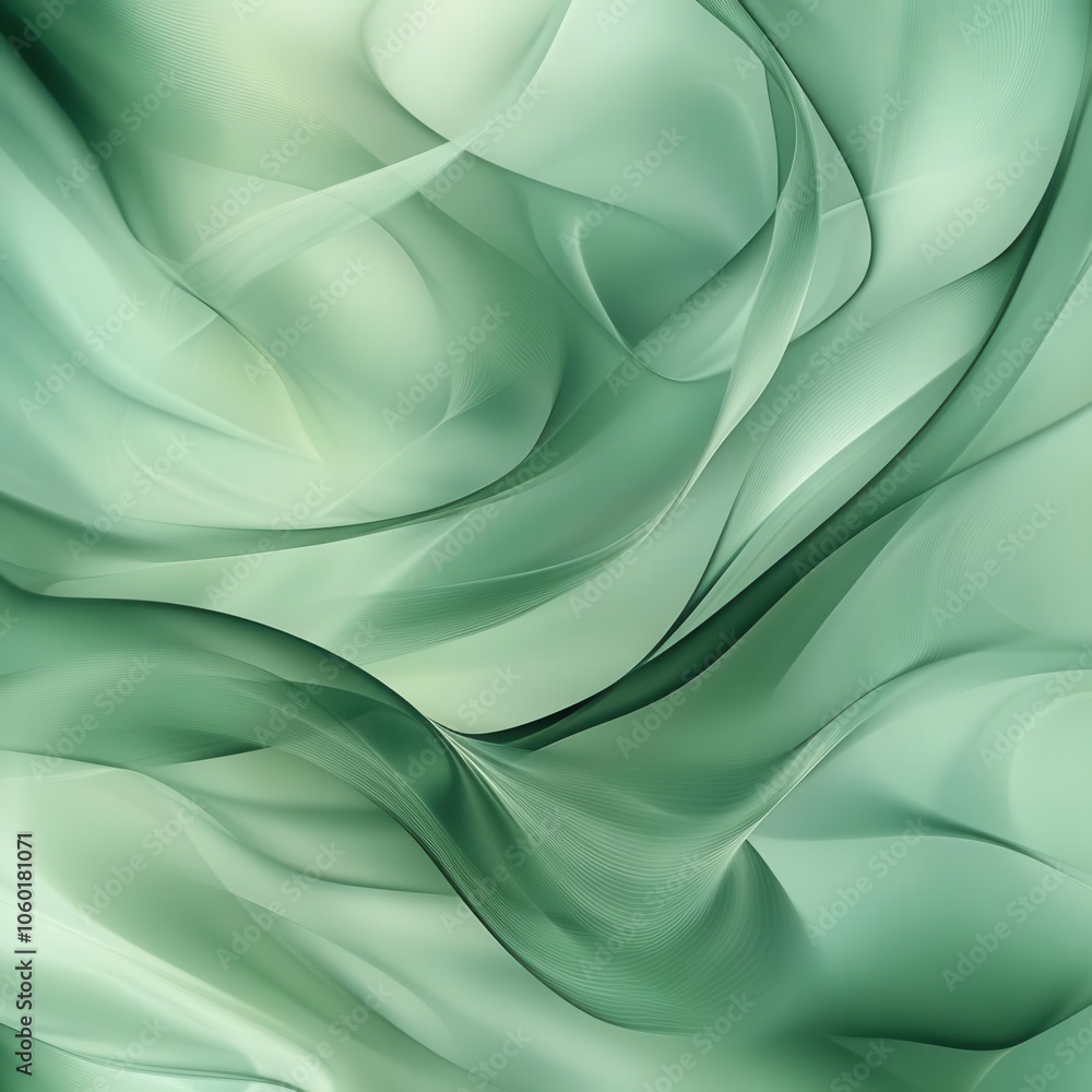 Poster the abstract green lines swirl and intertwine in an organic flow, creating a smooth, nature-inspired