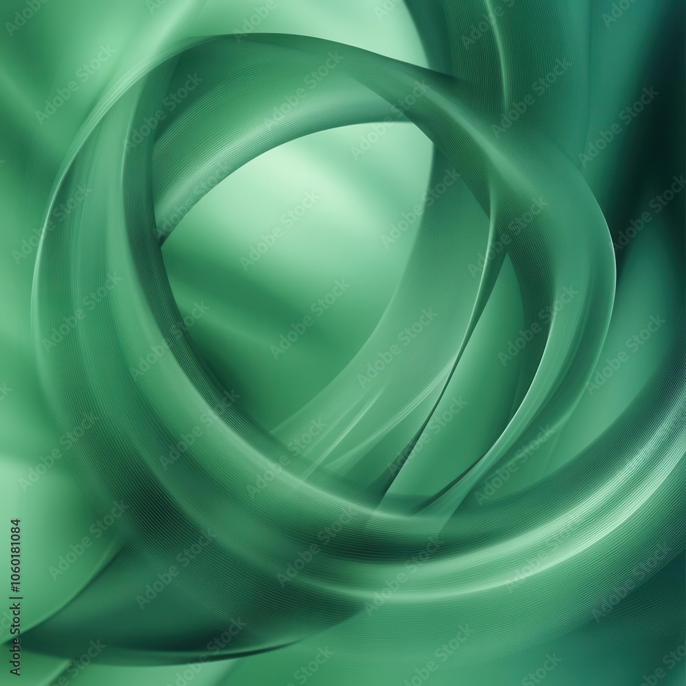 Poster abstract green lines swirl and intertwine in an organic flow, creating a smooth, nature-inspired wal