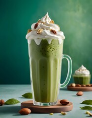 Matcha Latte Splash Green Tea Frappe Refreshing Matcha Drink