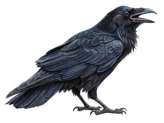 Fototapeta premium crow on transparent background, illustration of black raven