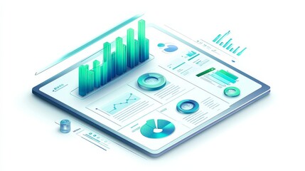 Fototapeta premium Isometric Illustration of Business Presentation Data Report