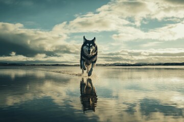 dog on the beach