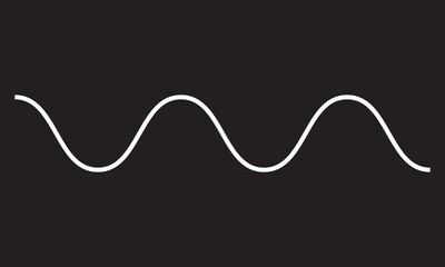Long curved white wavy line and strip. Seamless repeating isolated on black background. vector illustration . EPS 10/AI