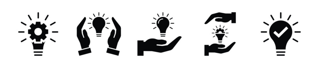 Idea icon set. Idea, bulb idea, bulb symbol set.