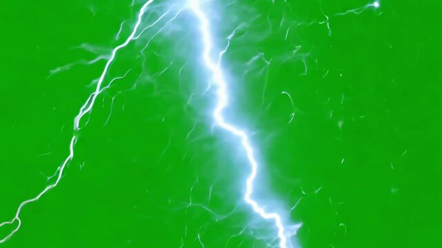 Abstract movement effect of lightning flash on green screen background, generative ai