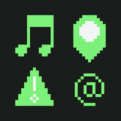 Obraz premium Retro Pixel Art User Interface Icons Y2k Set.