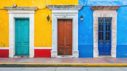 Colorful Doors in a Colonial Town