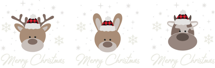 Merry Christmas, Cow Christmas, Reindeer Christmas , Bunny Christmas​​​​​​​