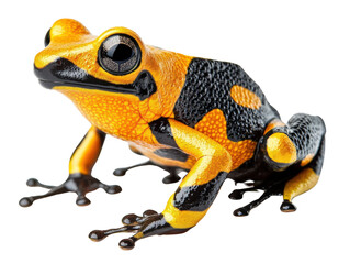 Colorful poison dart frog on white isolated background.