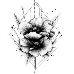 Obraz premium flower, vector, leaf, pattern, nature, floral, plant, illustration, design, branch, seamless, decoration, spring, tree, drawing, silhouette, summer, art, ornament, flowers, wallpaper, beauty, black, l