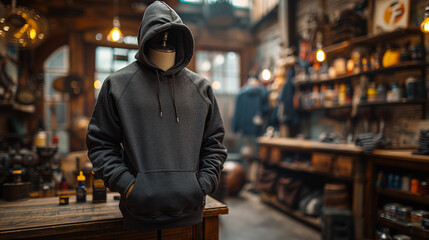 Obraz premium Charcoal Gray Gildan 18500 Hoodie in Gritty Studio for Mechanics